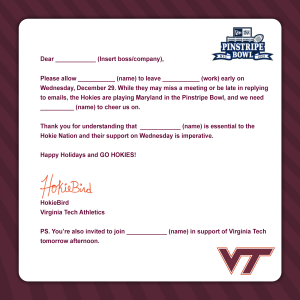 VT Athletics offers letter to help fans watch bowl game